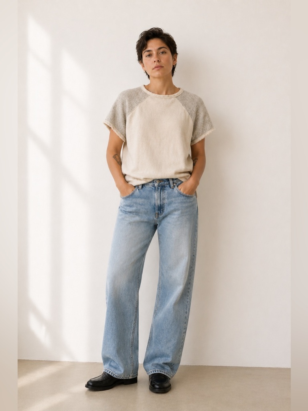 Woolrich Neutral Raglan Sweatshirt Minimal Relaxed Fit